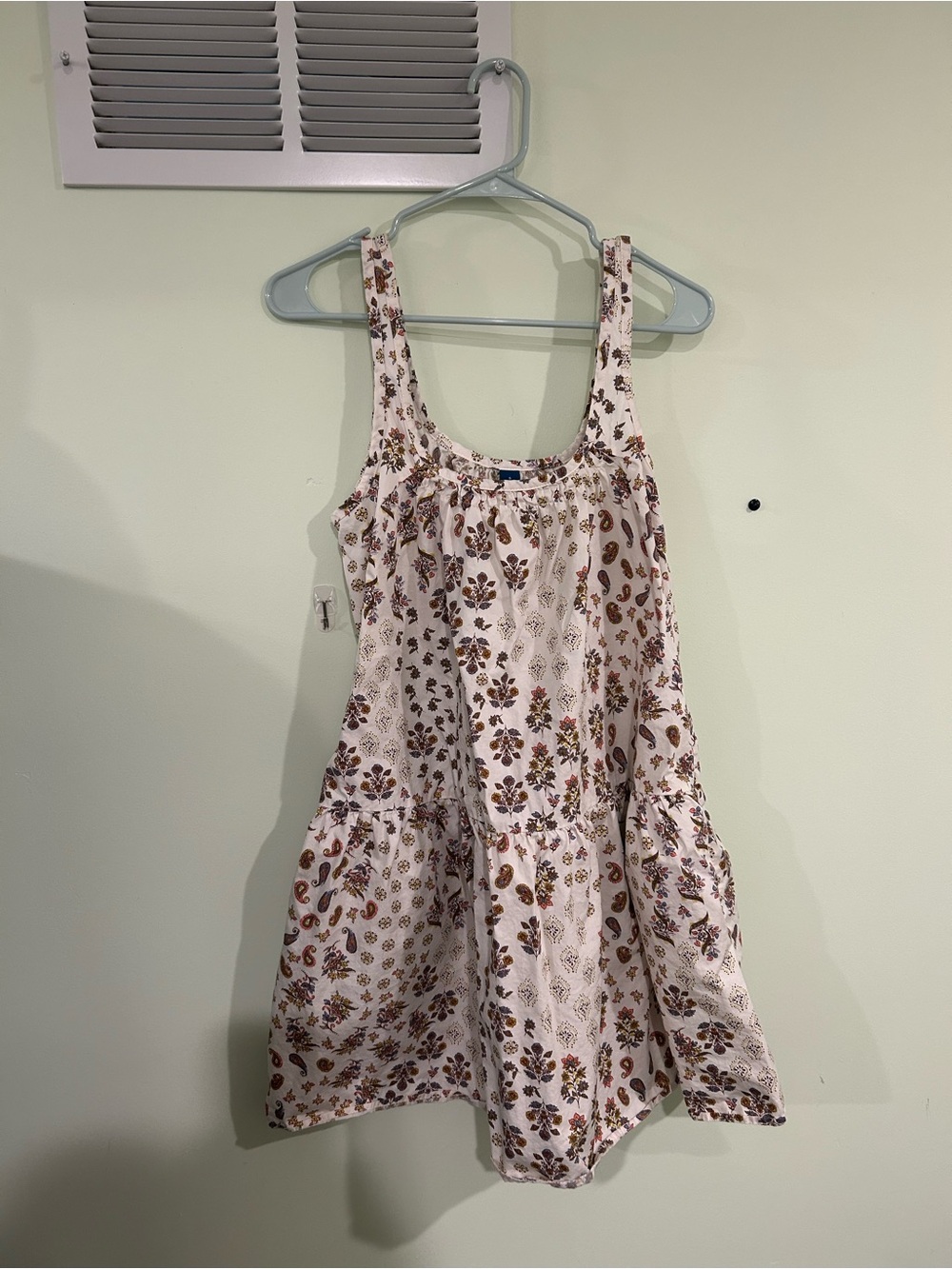 Old Navy Cream Mini Dress with Brown Floral Print